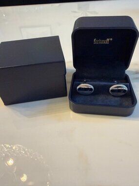 Sterling Silver Cuff Links, engraved with initials MR